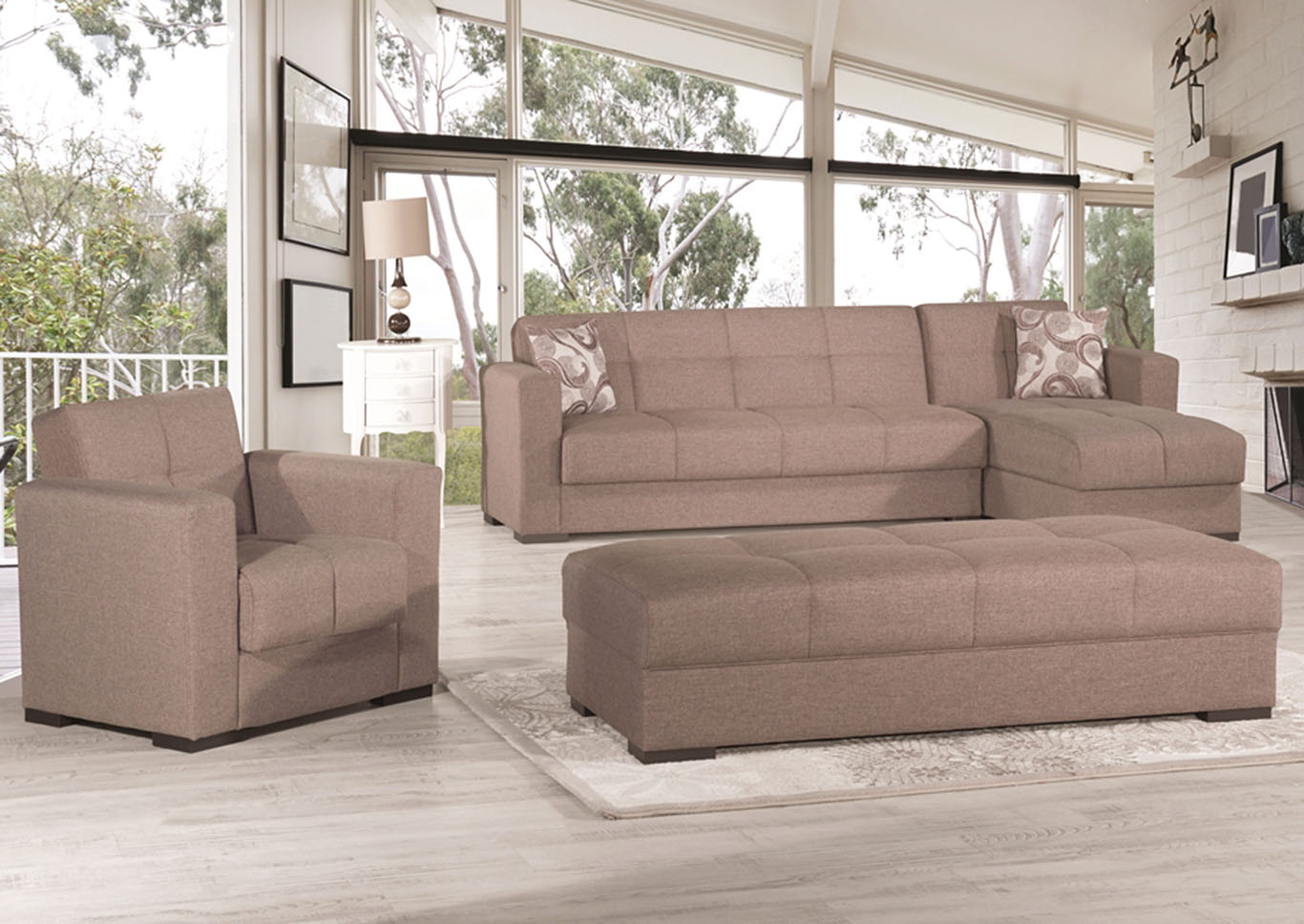 Mystic Brown Chenille Sectional,Ottomanson (Previously Casamode)